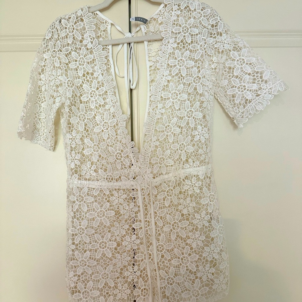 Ivory swimsuit cover romper!